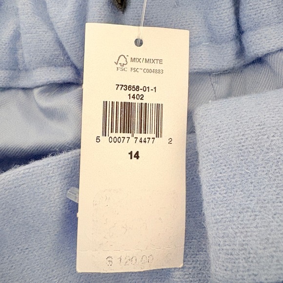 Banana Republic Womens Light Blue Wool Blend Pleated Front Pants Size 14 NWT - Picture 8 of 8